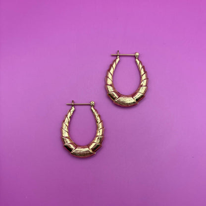 14k really good semi hollow shrimp hoops