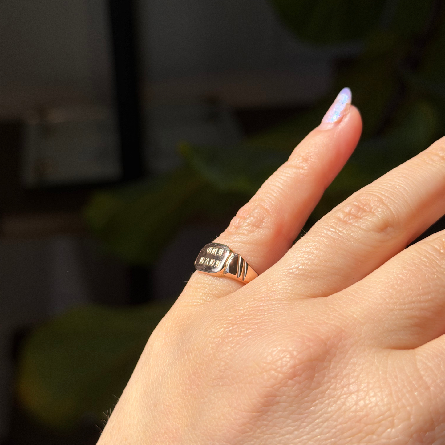 14k cry baby pinky signet