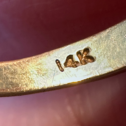 14k marquise signet JIV initials