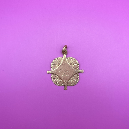 10k antique engraved Eden pendant