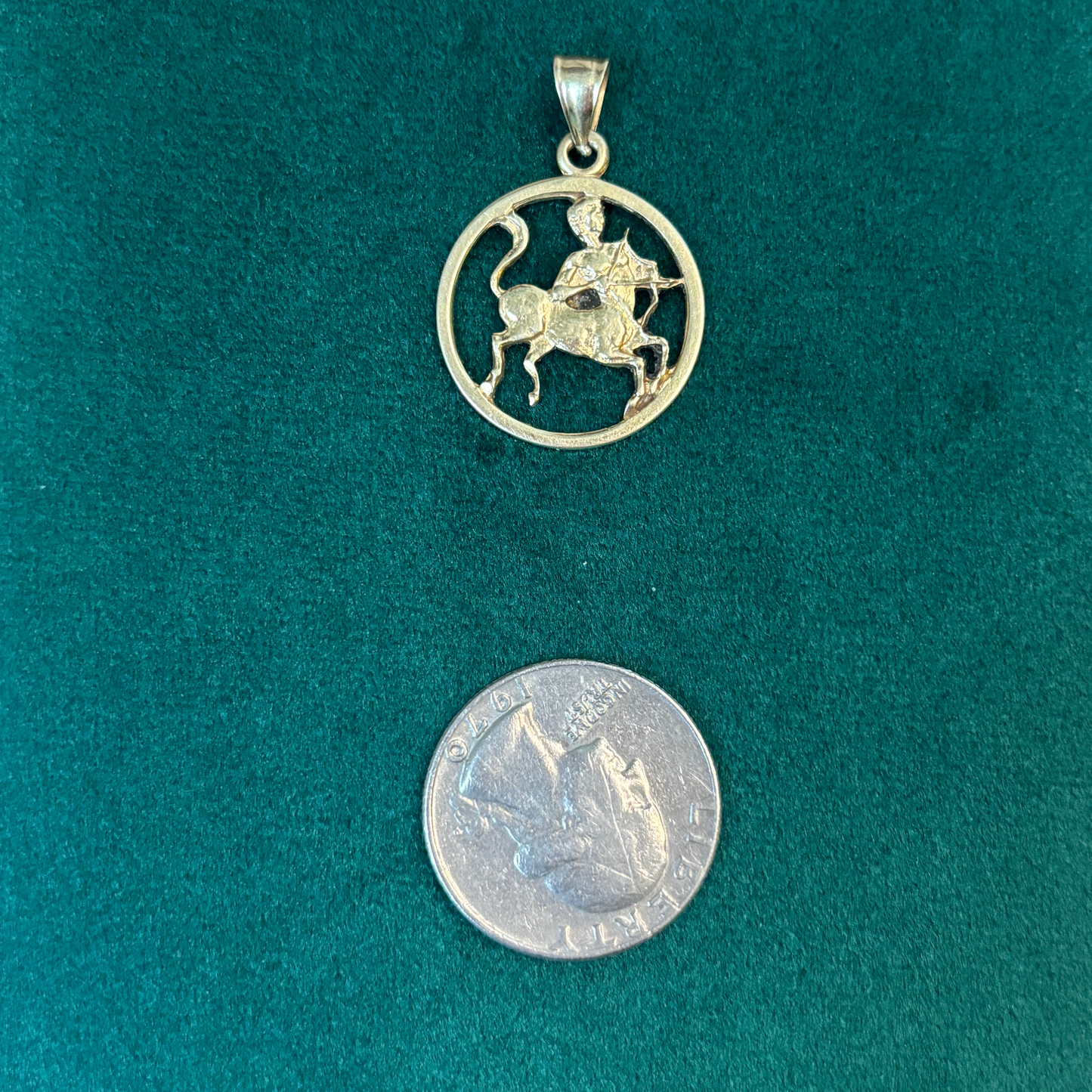 14k sagittarius in a circle charm