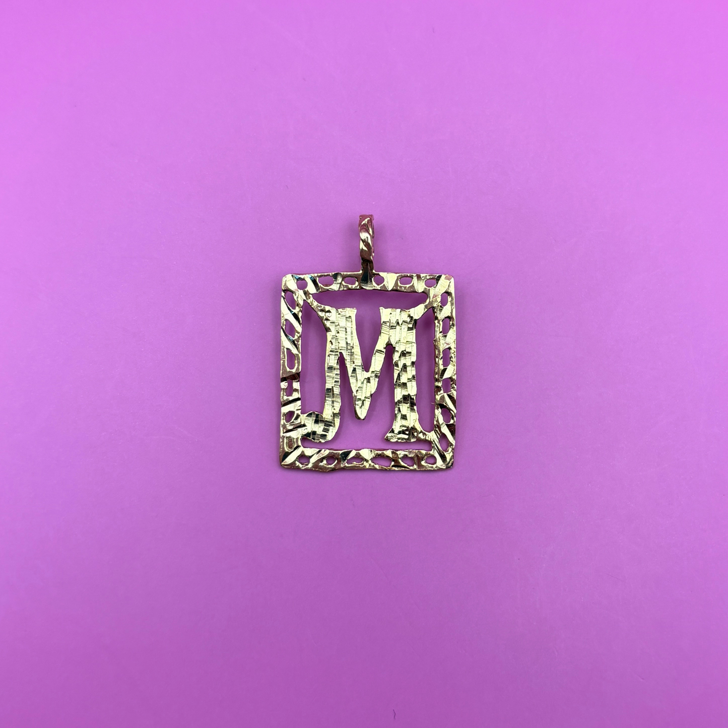 14k large letter M in a window charm