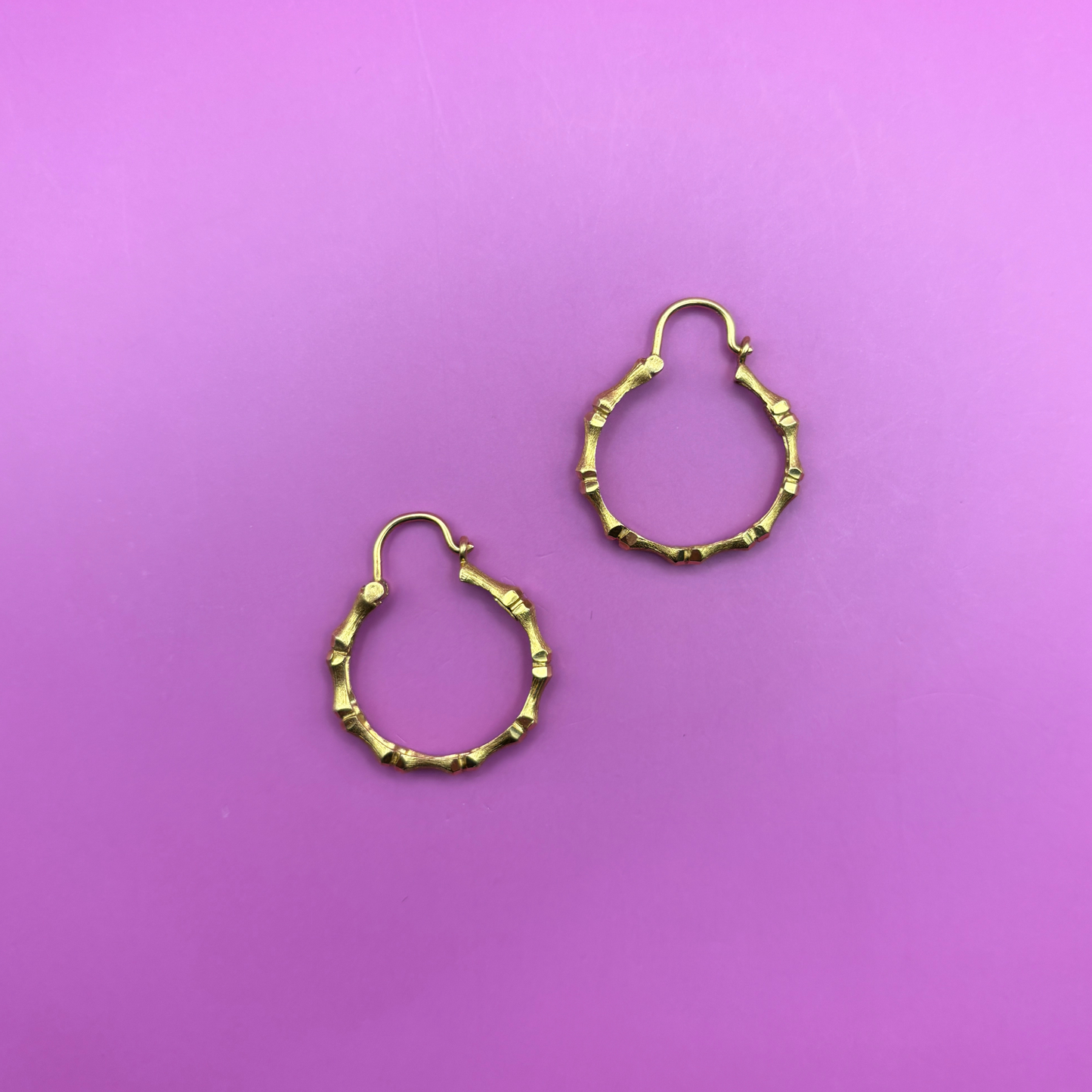 18k bamboo hoops