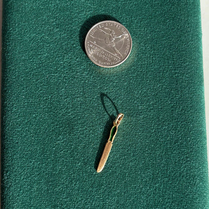 18k knife charm with green enamel handle