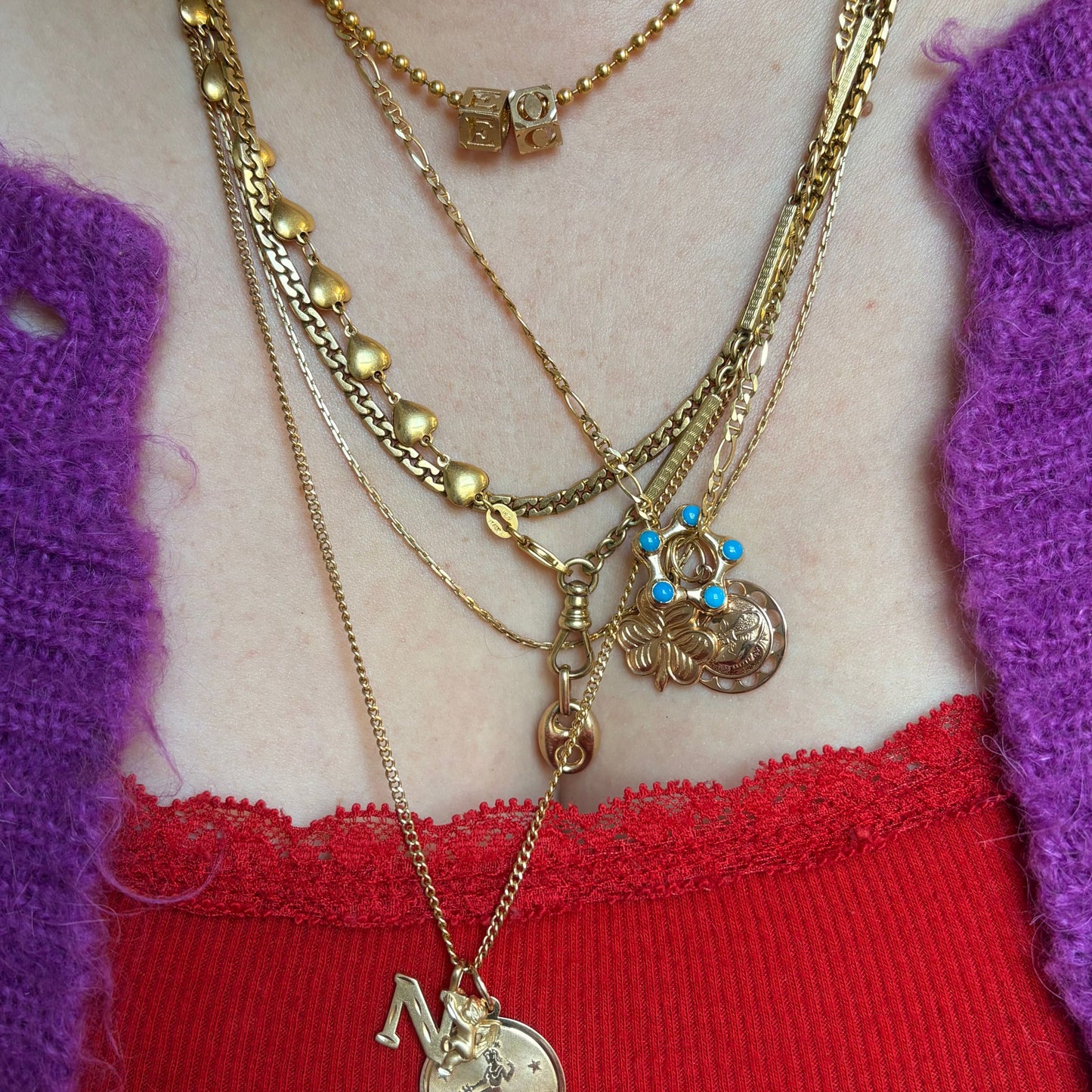14k pisces cut out scallop charm