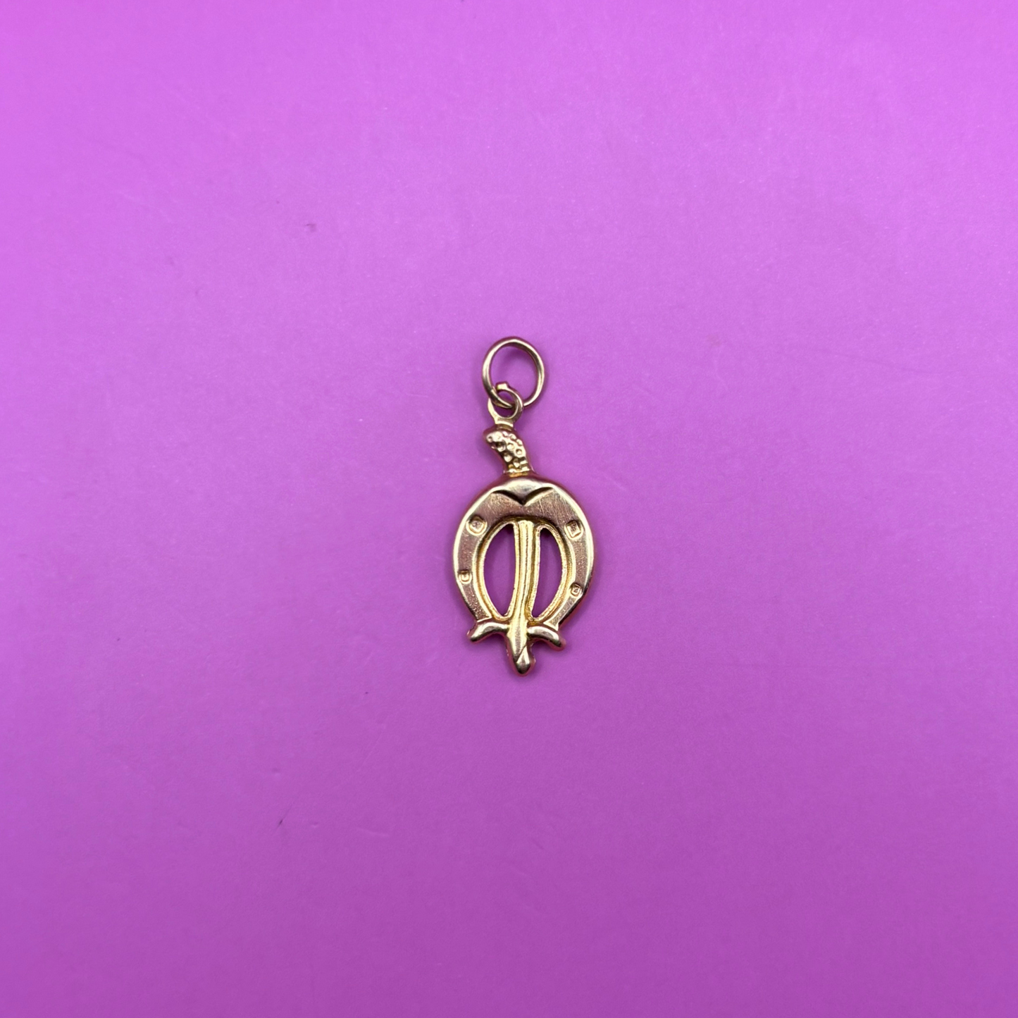 14k horseshoe & crop reversible puffy charm