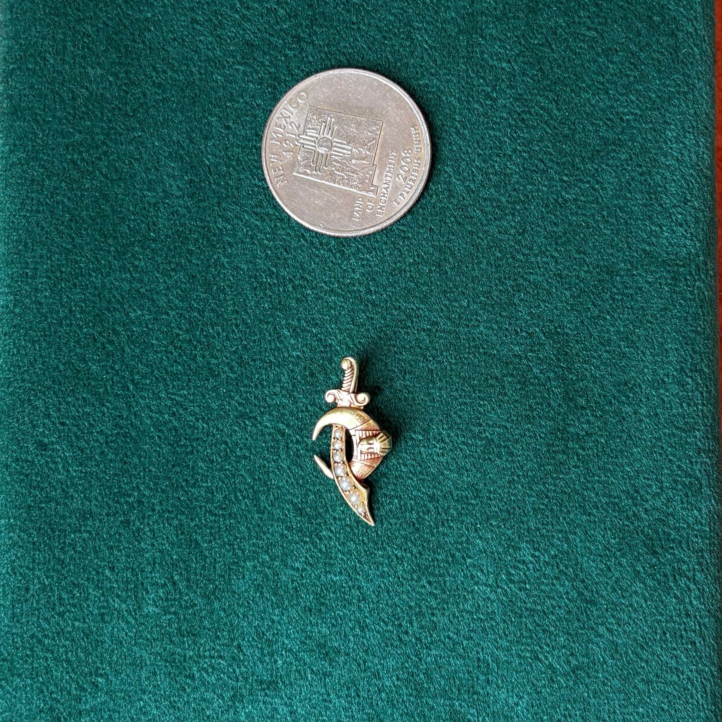 14k masonic dagger & moon brooch conversion charm