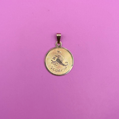 14k Scorpio medallion charm