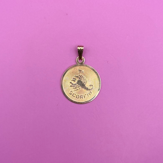 14k Scorpio medallion charm