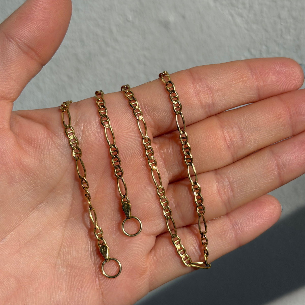 18k figaro mariner sans-a-clasp chain 17.5"