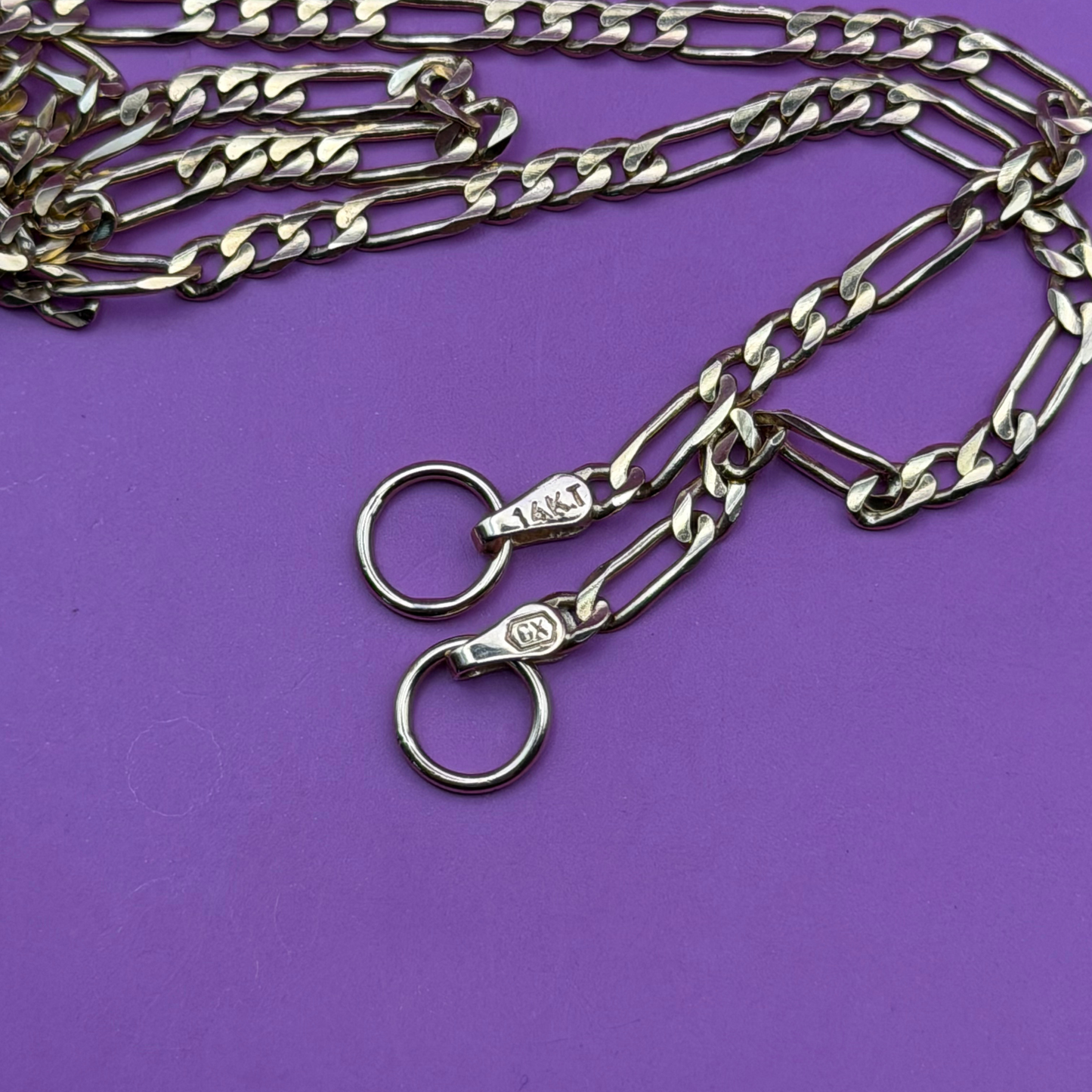 14k figaro sans-a-clasp chain 16.25"
