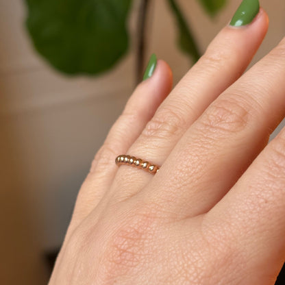 14k bubble bead stacker ring