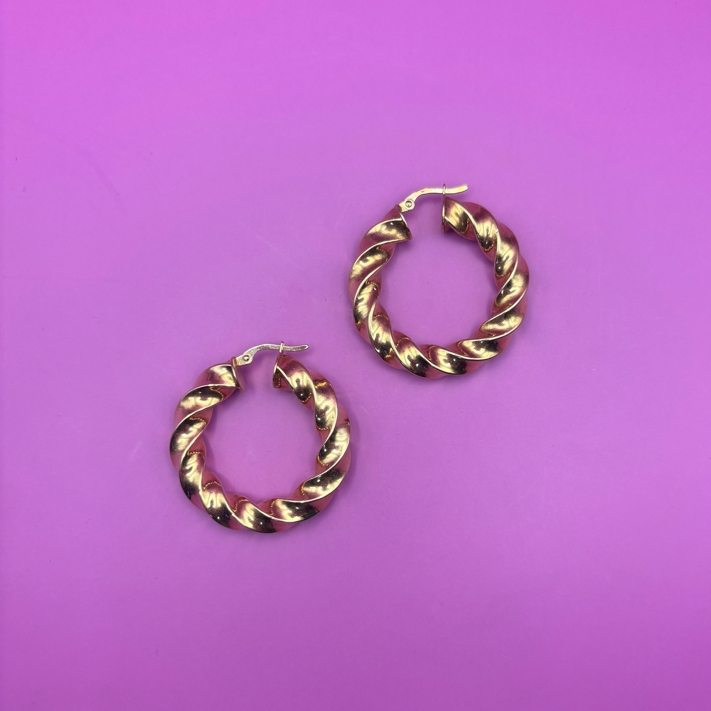 14k twisted hoops