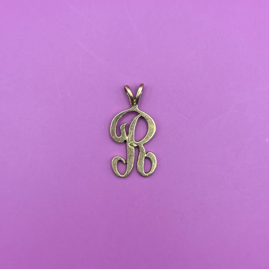 14k letter R charm