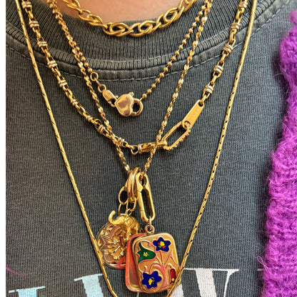 14k phases of the moon ball chain 18"