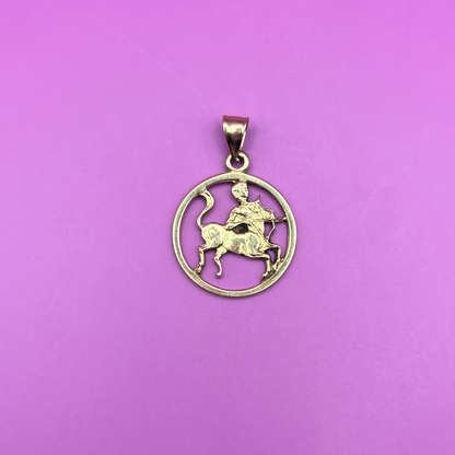 14k sagittarius in a circle charm