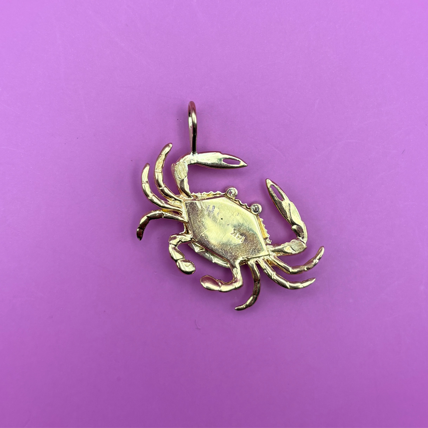 14k crab with diamond eyes charm