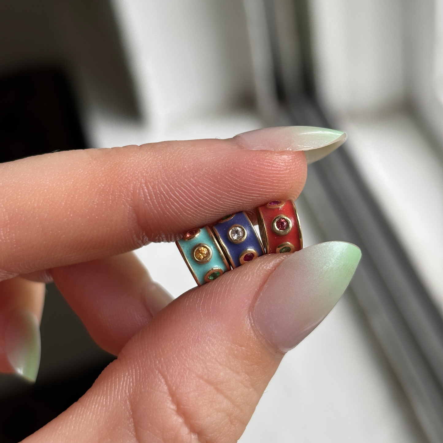 14k enamel slider with gems