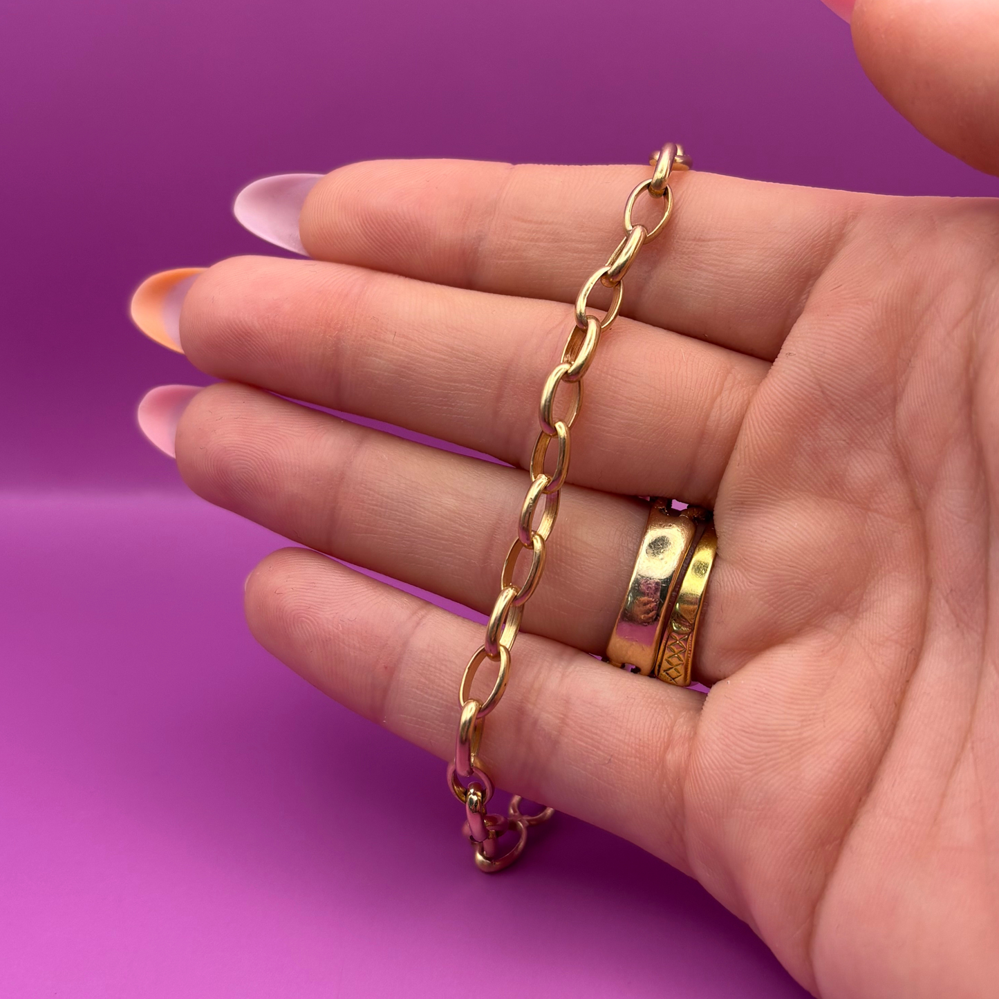 14k rolo 60s bracelet with safety chain 8"