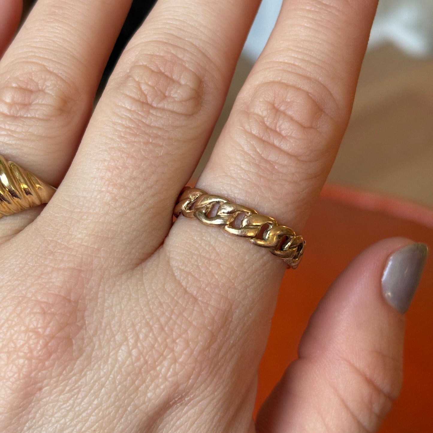 14k curb infinity band