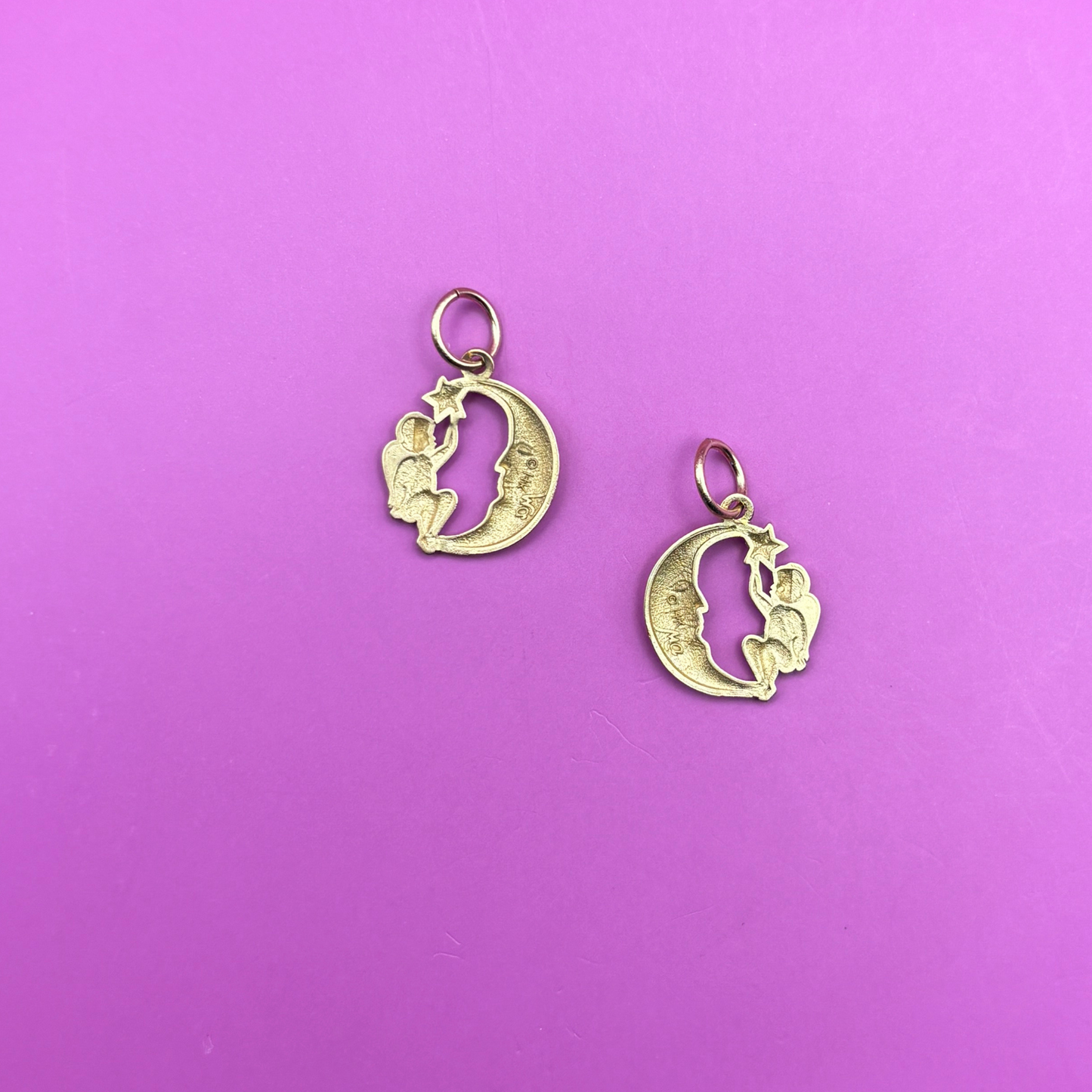 14k moon and cherub charm by Michael Anthony