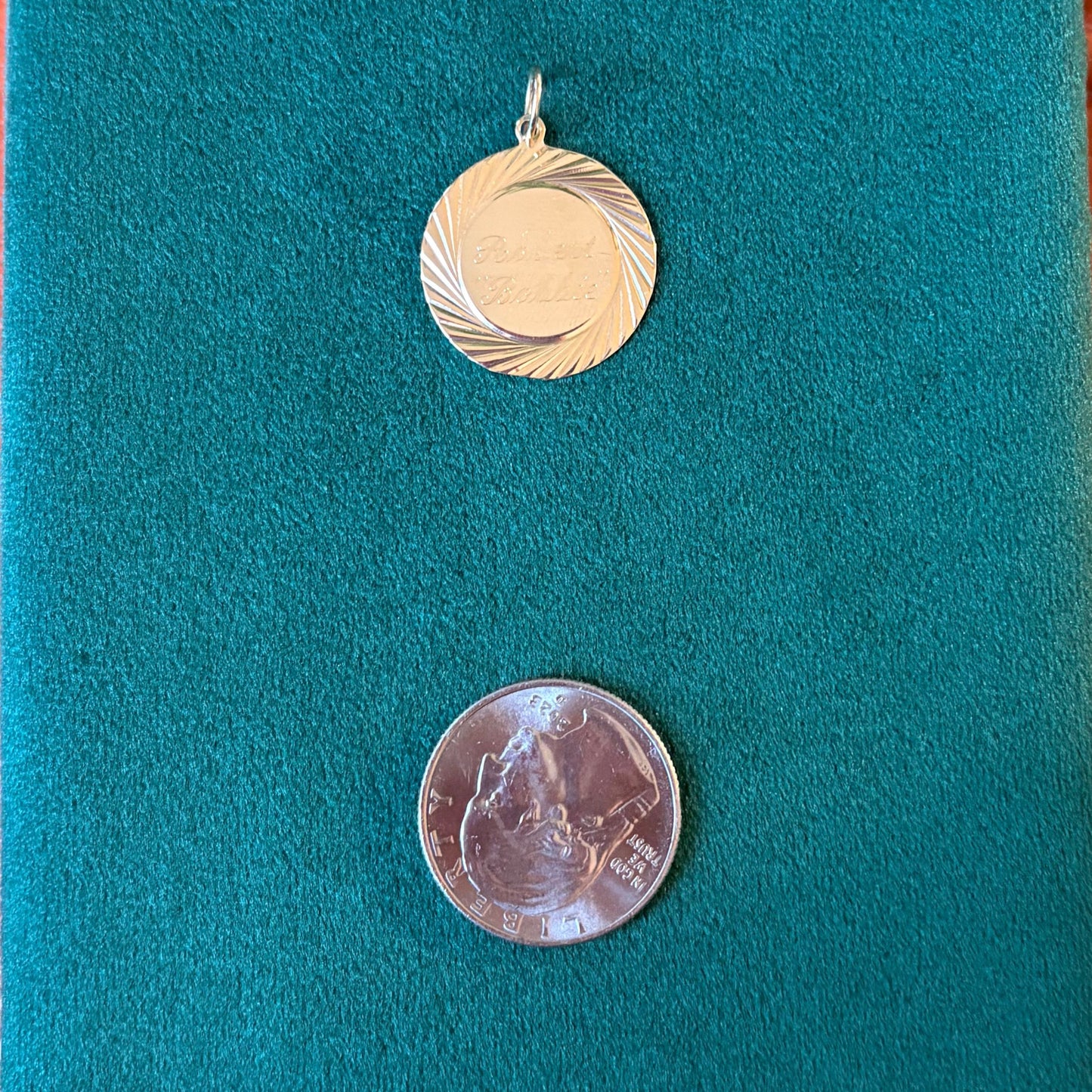 14k engine turned robert "bobbie" disc charm