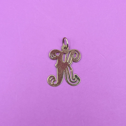 14k flat letter K with cut outs charm