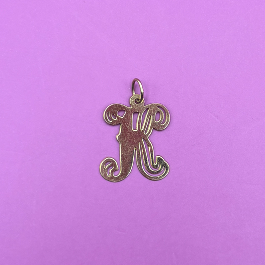 14k flat letter K with cut outs charm