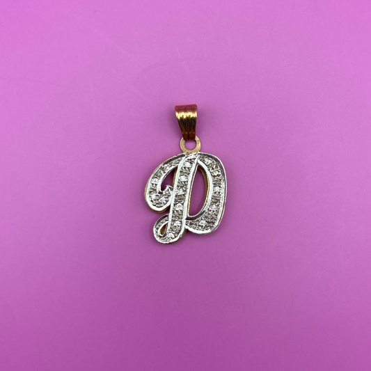 14k letter D with diamonds charm