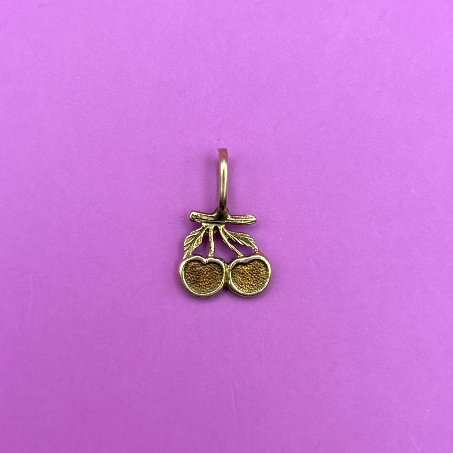 14k mini cherries charm