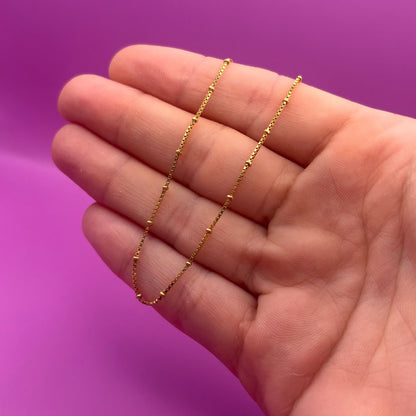 14k bead station box chain 18.25"