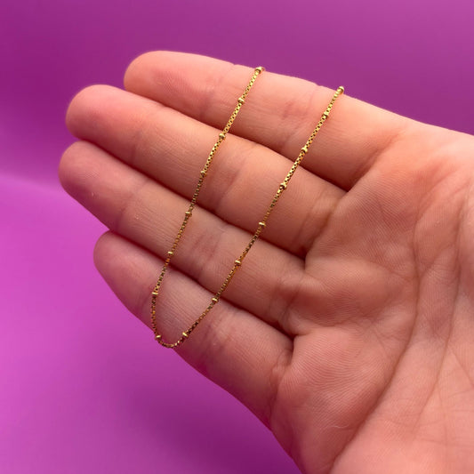14k bead station box chain 18.25"