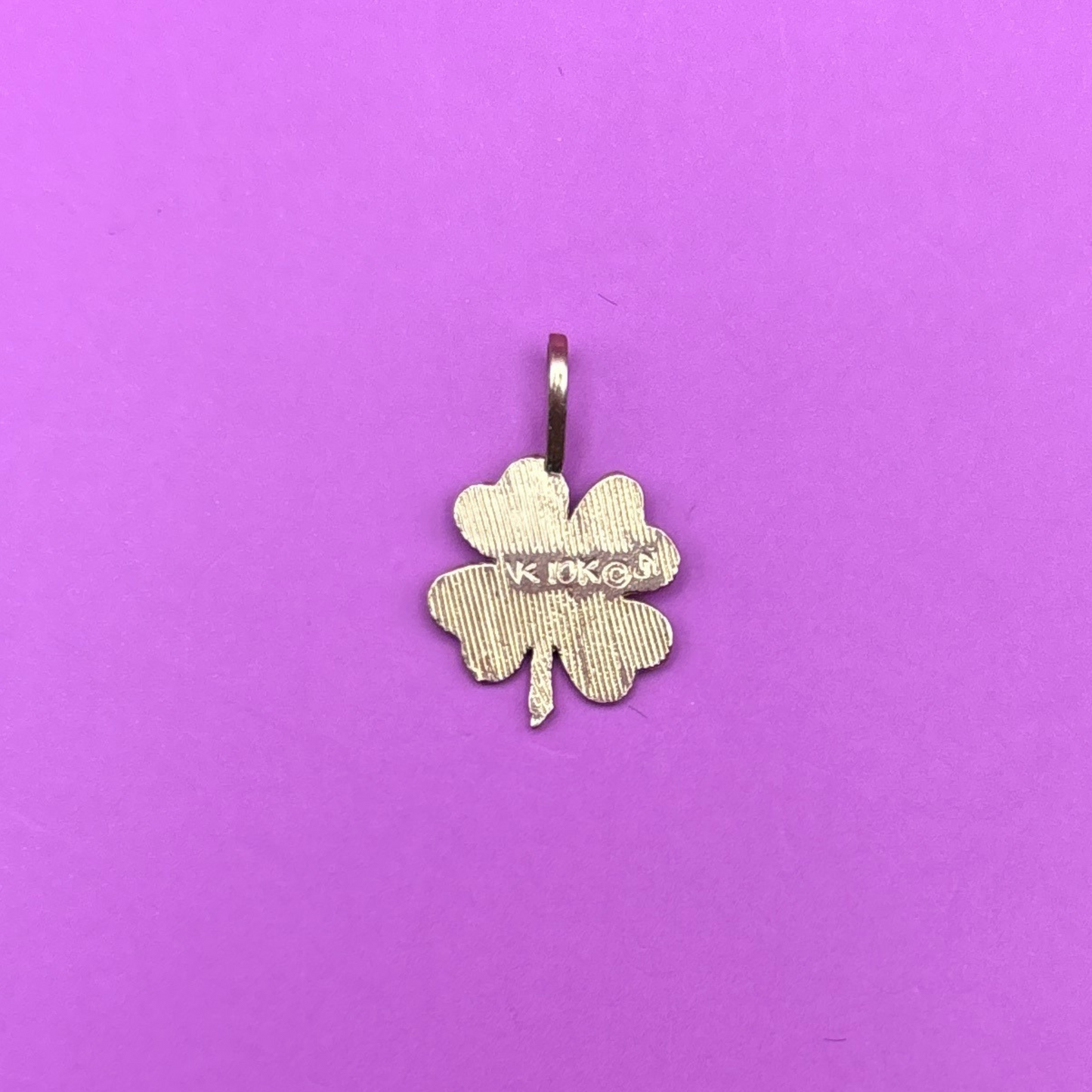 10k four leaf clover mini charm