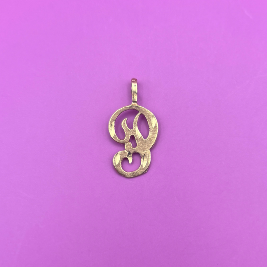 14k letter P with diamond cuts charm