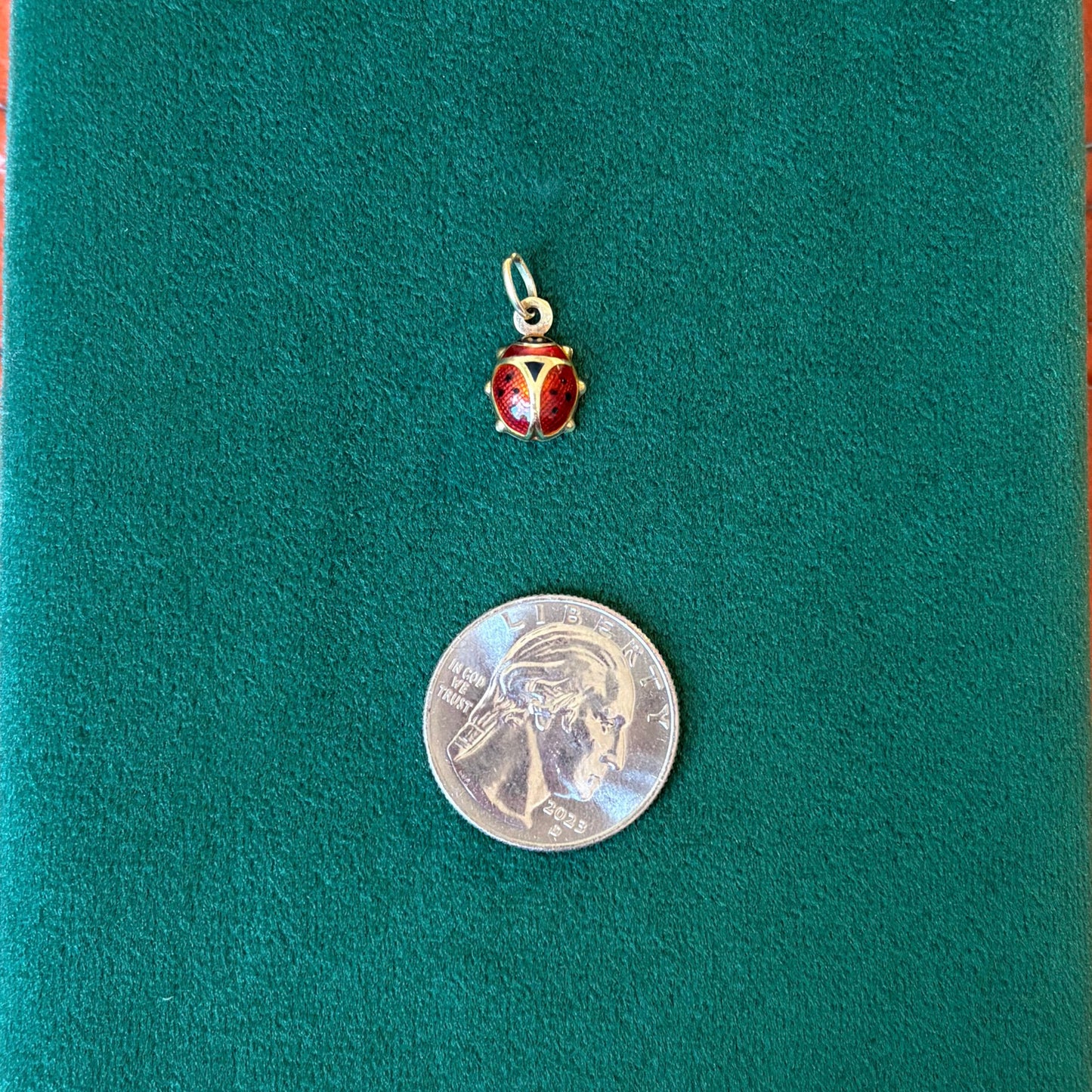 14k rust enamel ladybug charm