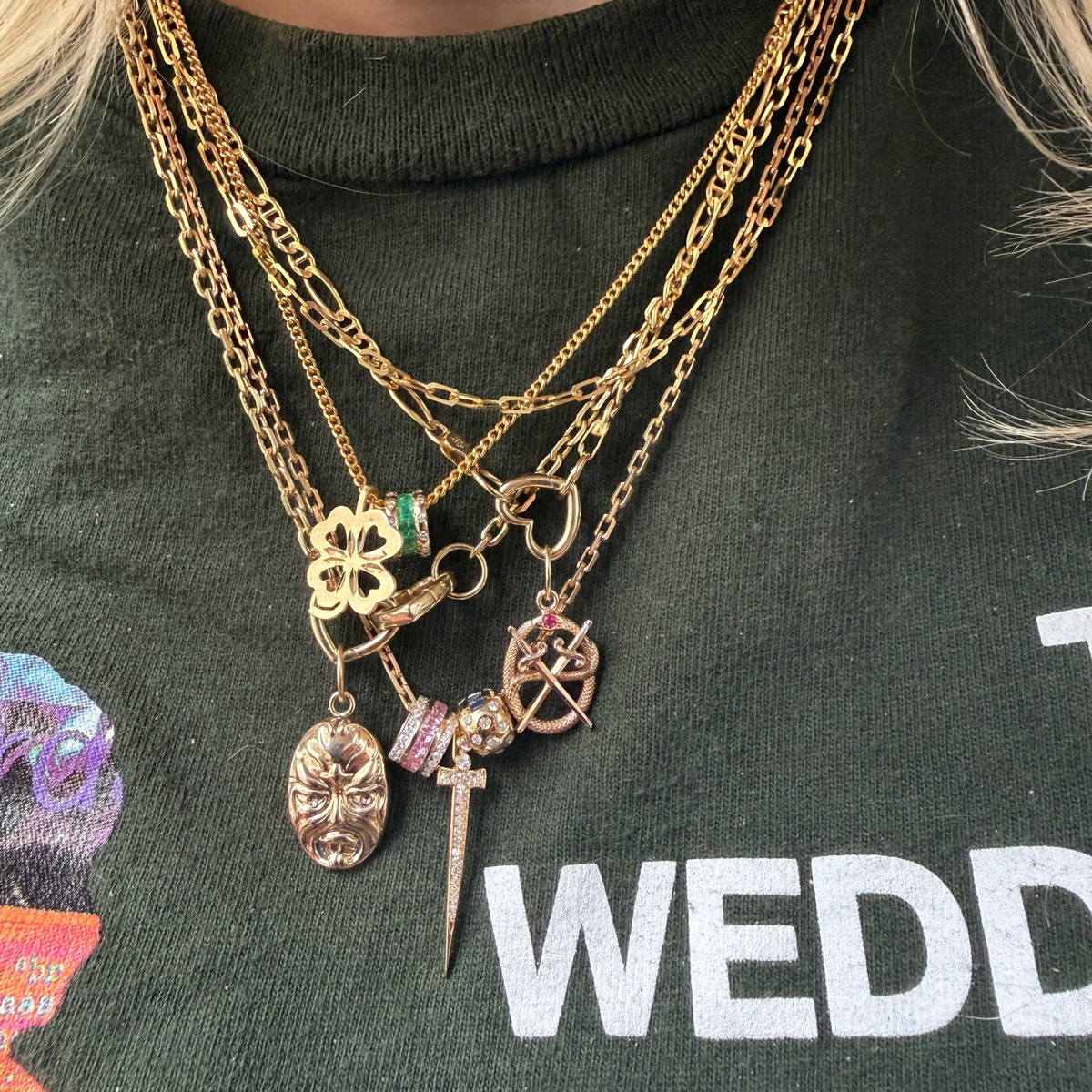14k snake & swords frat pin conversion charm