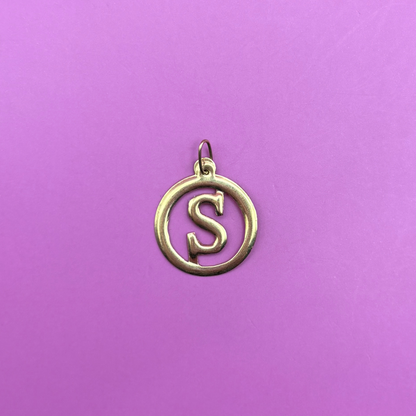 14k letter S in a circle charm