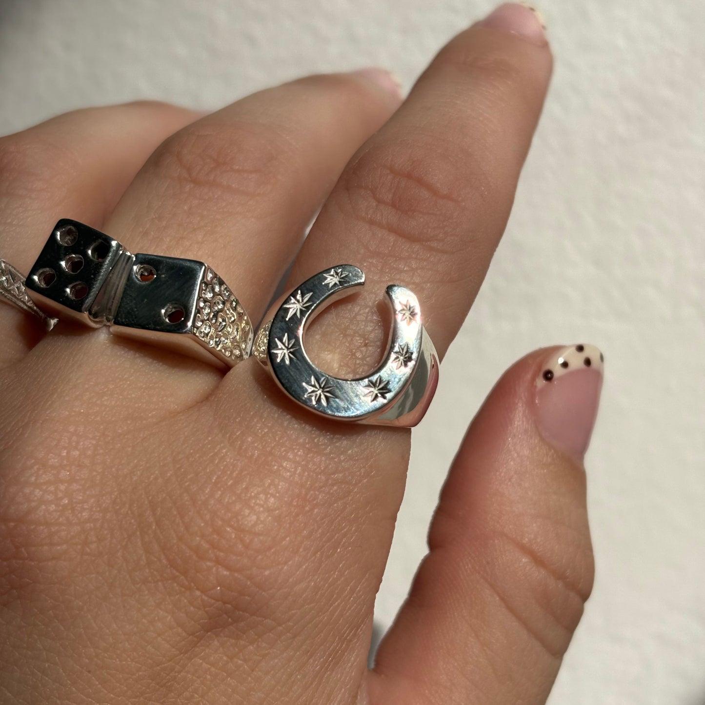 silver 7 stars horseshoe ring