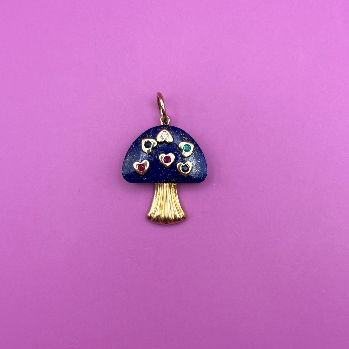 14k lapis mushroom pendant