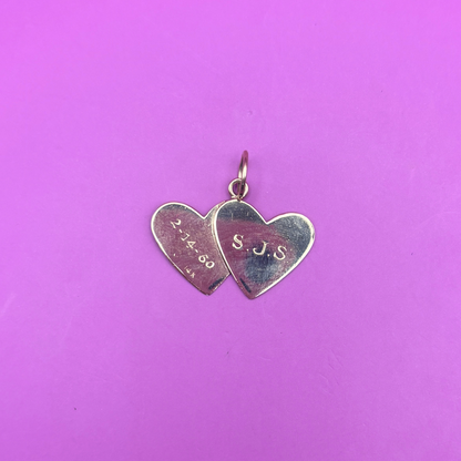 14k double heart with P and W charm