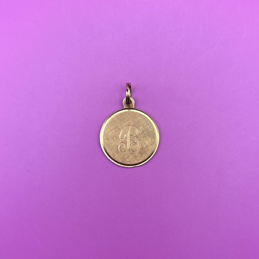 14k letter B medallion charm