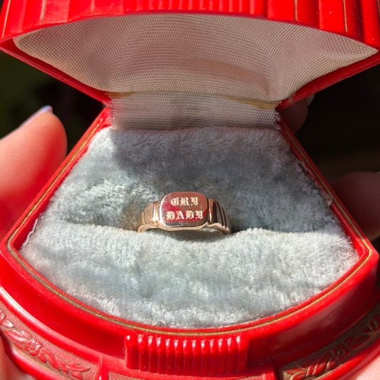 14k cry baby pinky signet