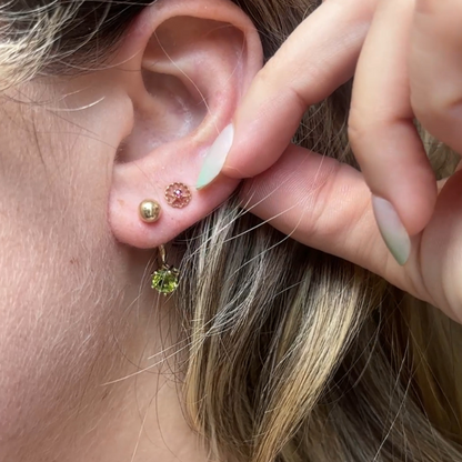 14k belly button ring with peridot
