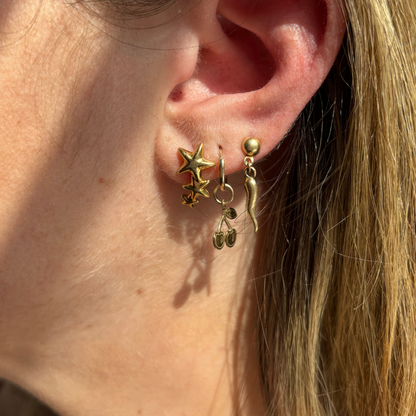 14k cornicello single dangle earring
