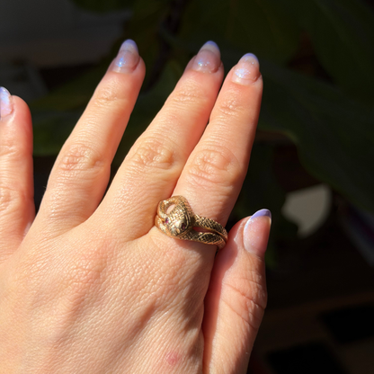 14k snake ring with ruby eyes
