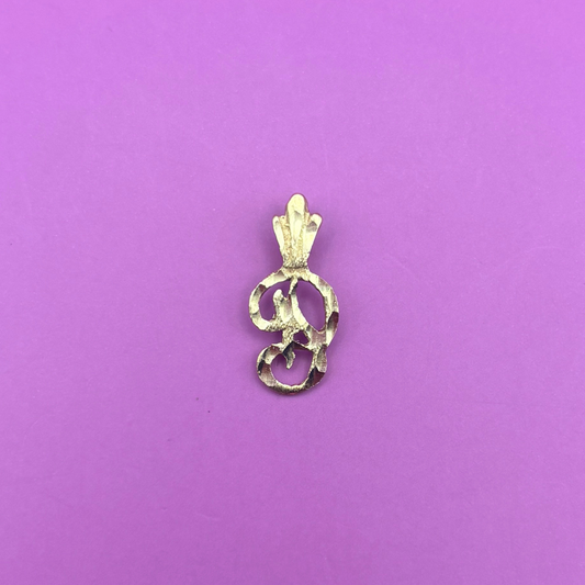 14k mini letter P with diamond cuts charm