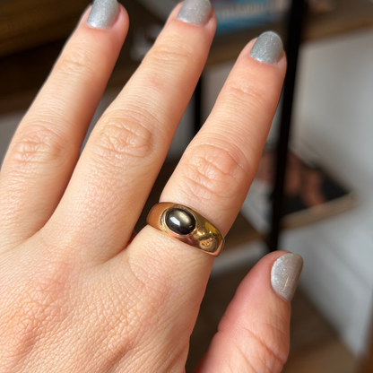 10k cabochon ring clone with black star sapphire
