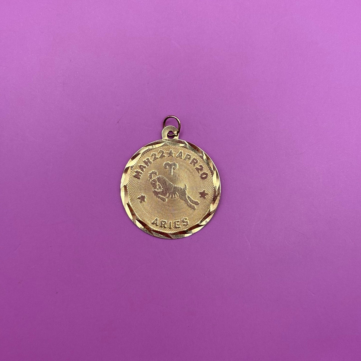 14k aries medallion charm