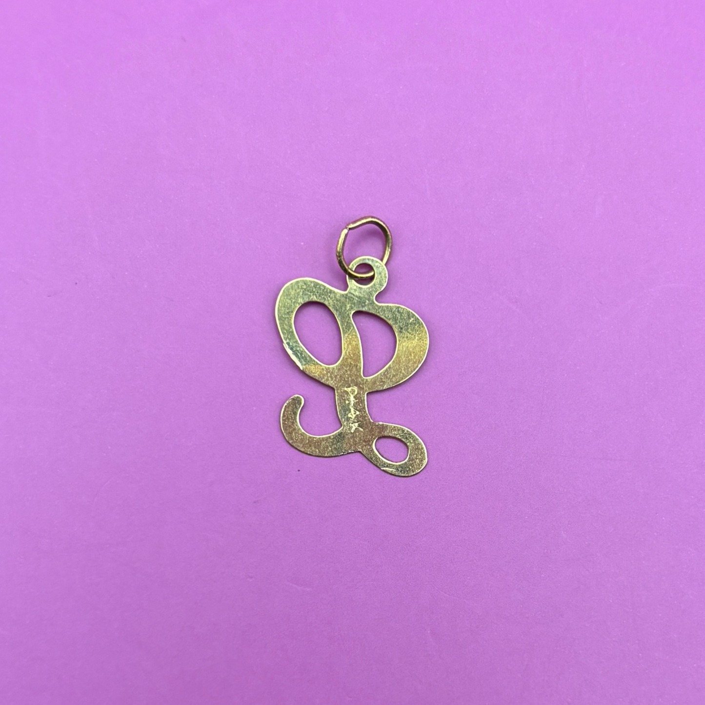 14k letter L with diamond cuts charm