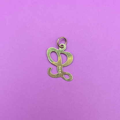 14k letter L with diamond cuts charm